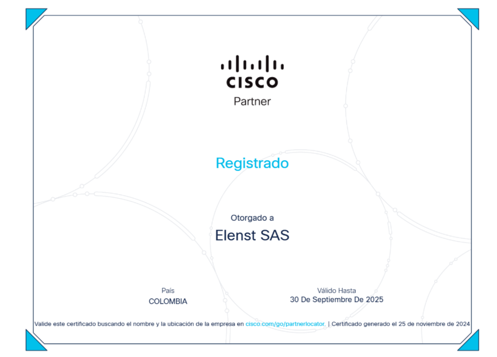 Cisco Authorized Distributor Certificate Elenst