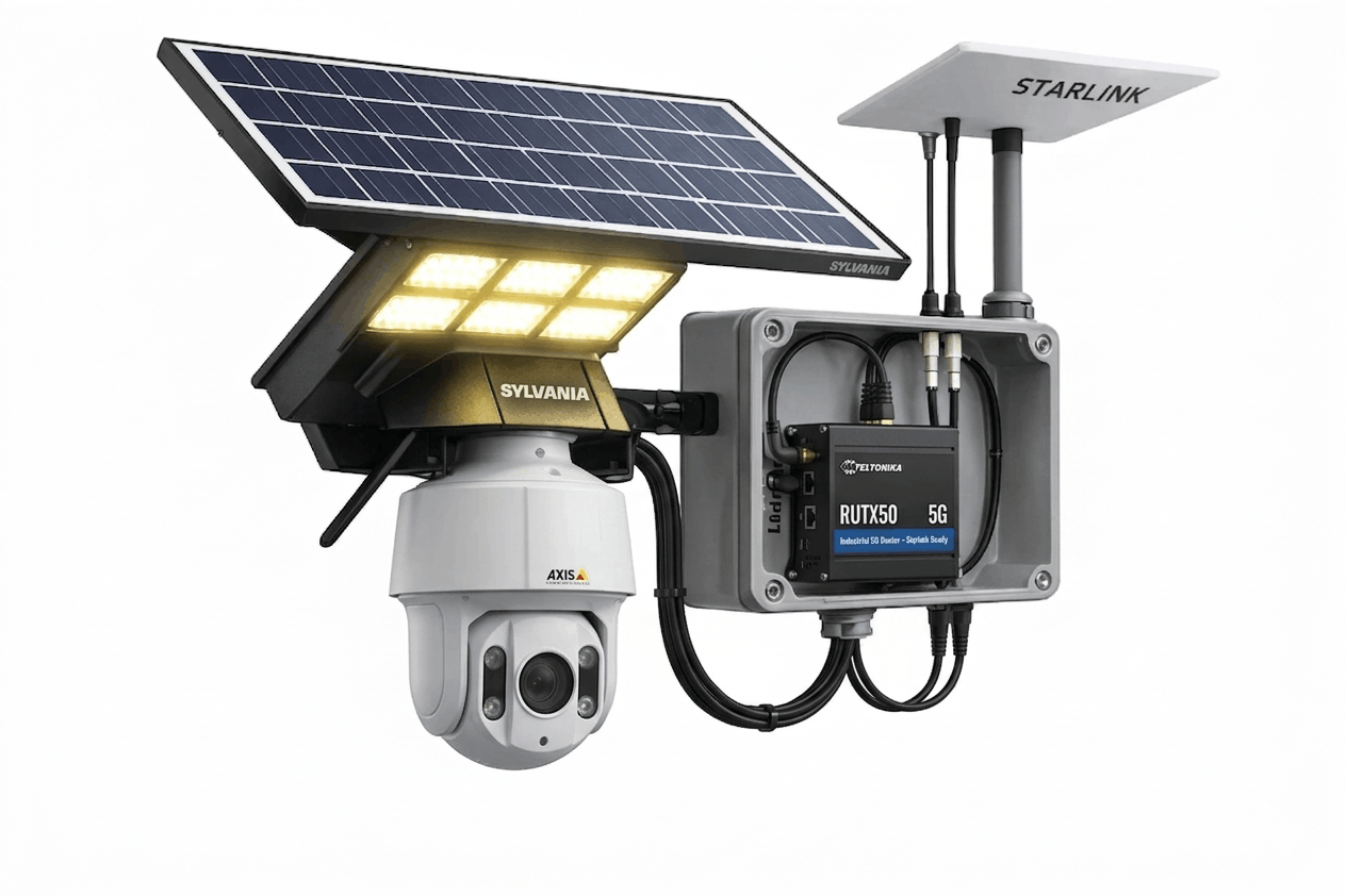 Sistema de vigilancia con energia solar y red redundante