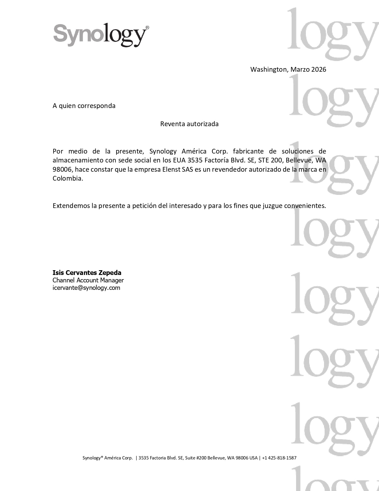 Acreditación de Elenst como Partner de Synology.