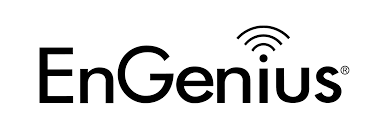 Logotipo EnGenius con señal Wi‑Fi sobre fondo blanco, mostrando el texto negro y símbolo inalámbrico.