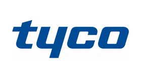 Logotipo azul de la marca t y c o sobre fondo blanco, con tipografía estilizada.