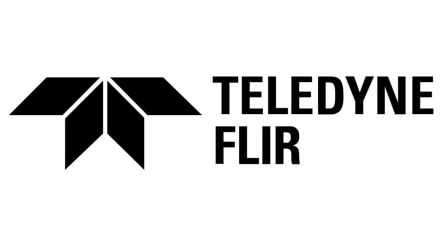 Logotipo negro con forma de flor y texto “TELEDYNE FLIR” sobre fondo blanco.