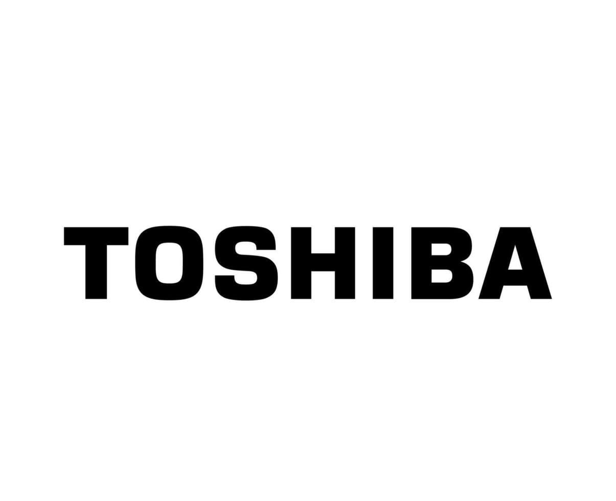 Logotipo “Toshiba” fondo blanco con letra negra